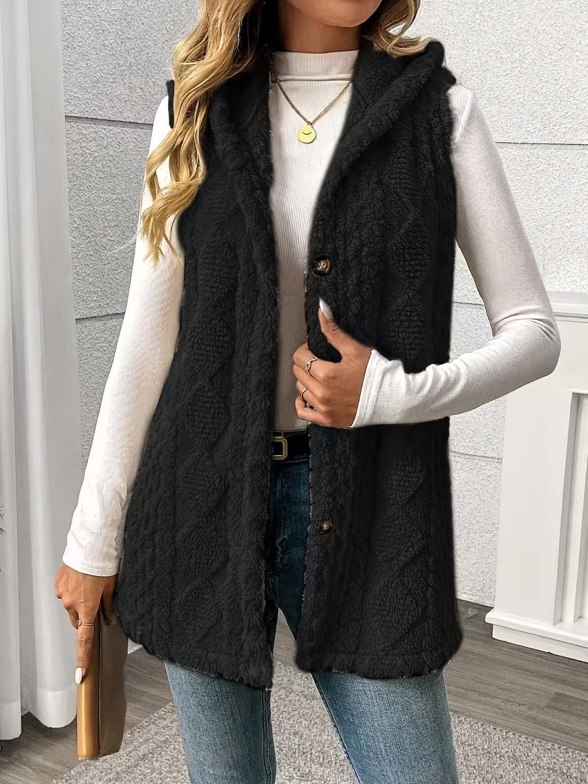 Veste sans manche femme confortable à capuche