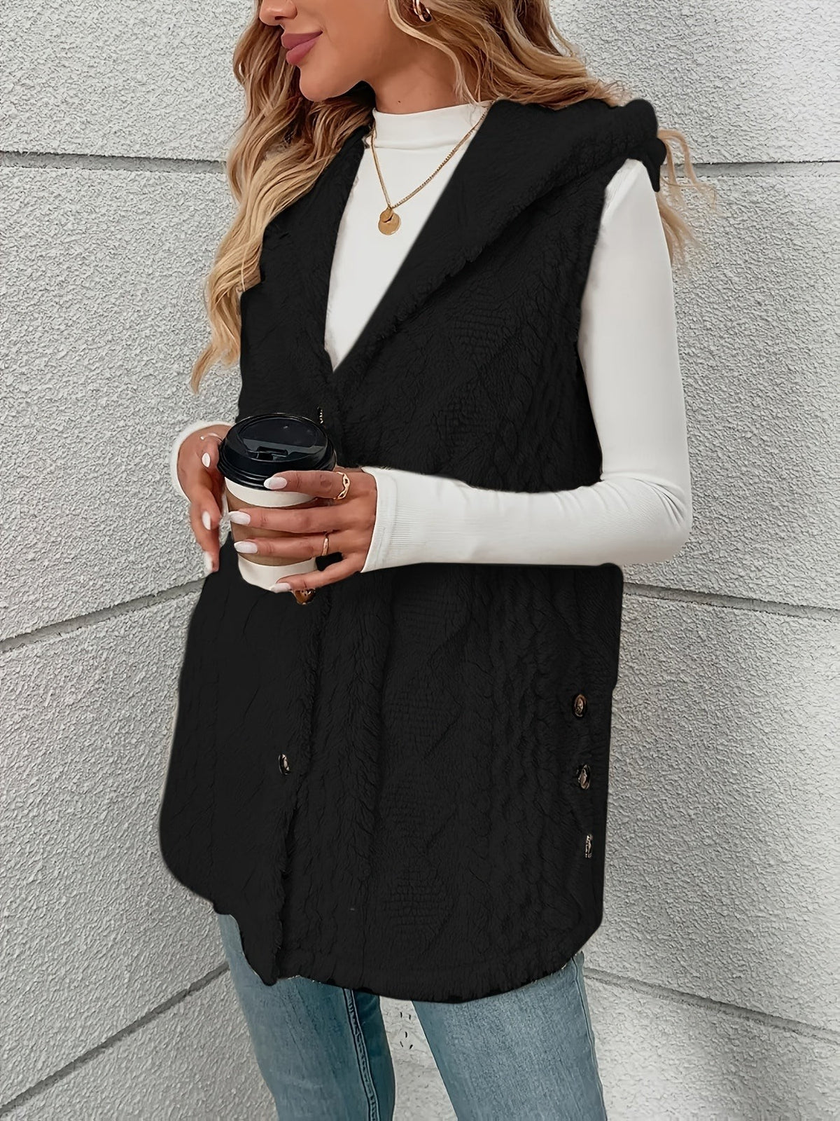 Veste sans manche femme confortable à capuche