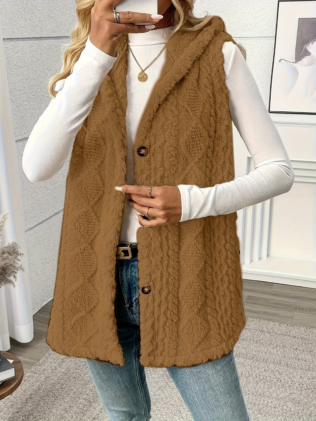 Veste sans manche femme confortable à capuche