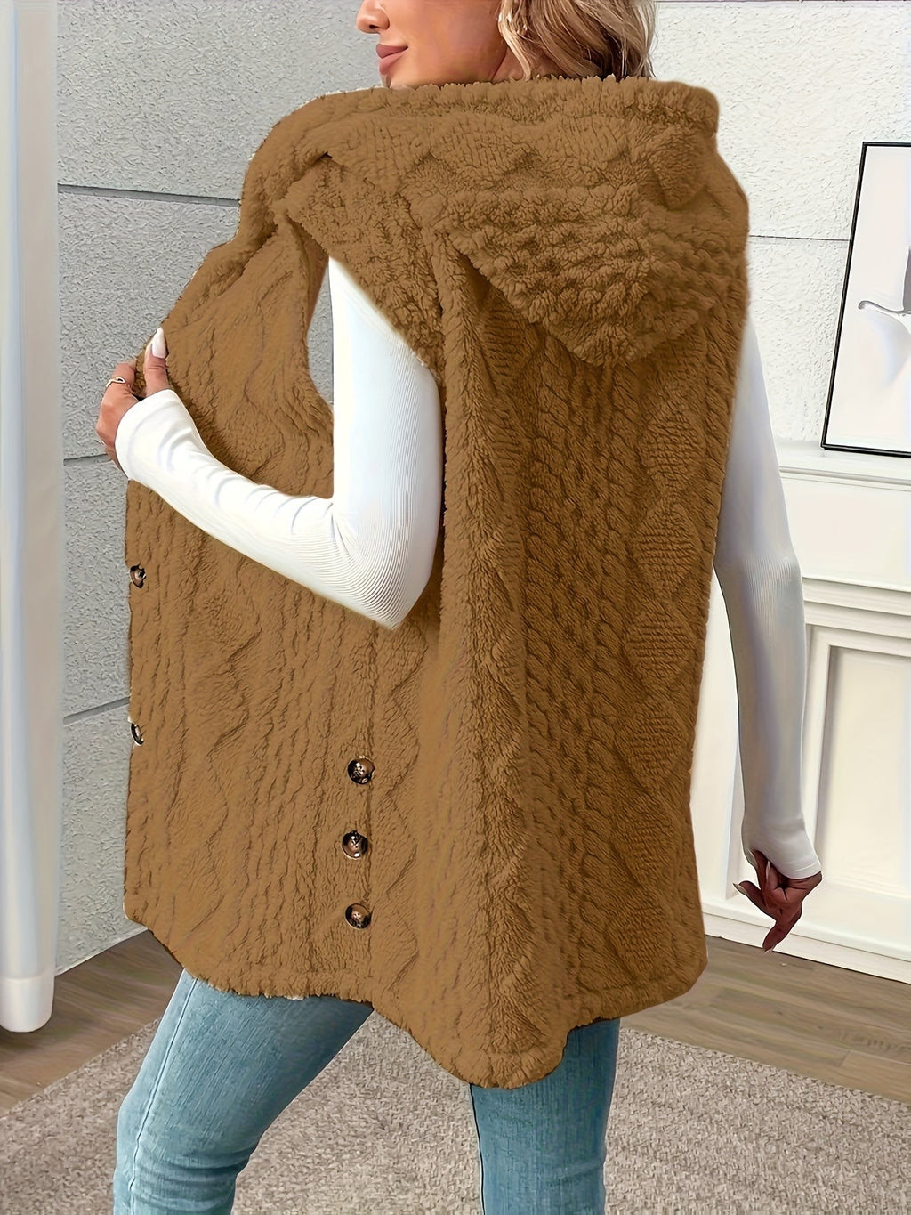 Veste sans manche femme confortable à capuche
