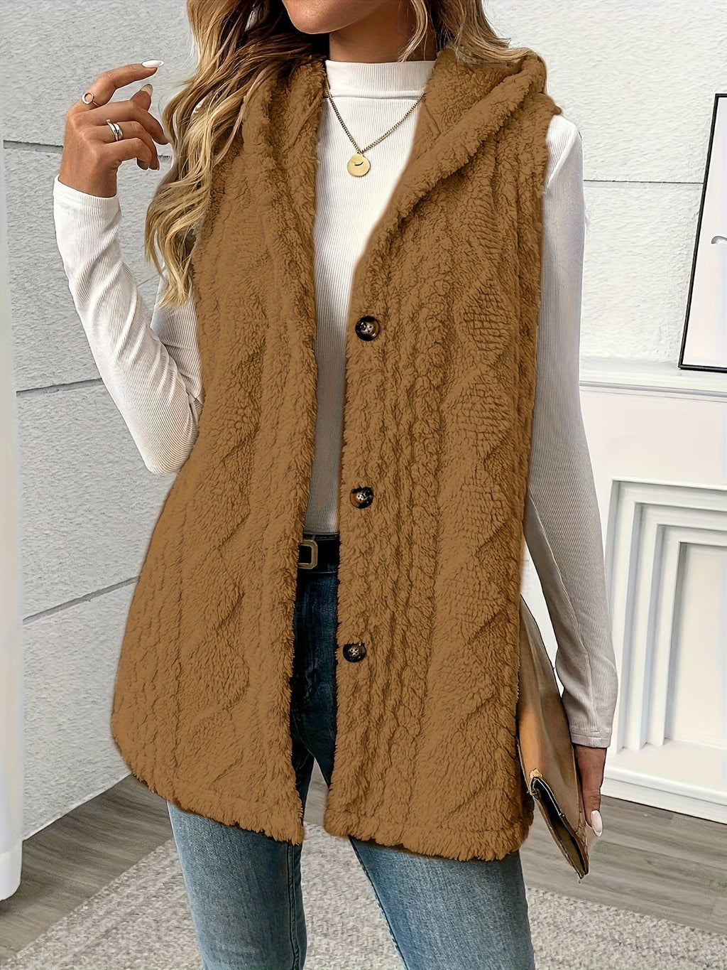 Veste sans manche femme confortable à capuche