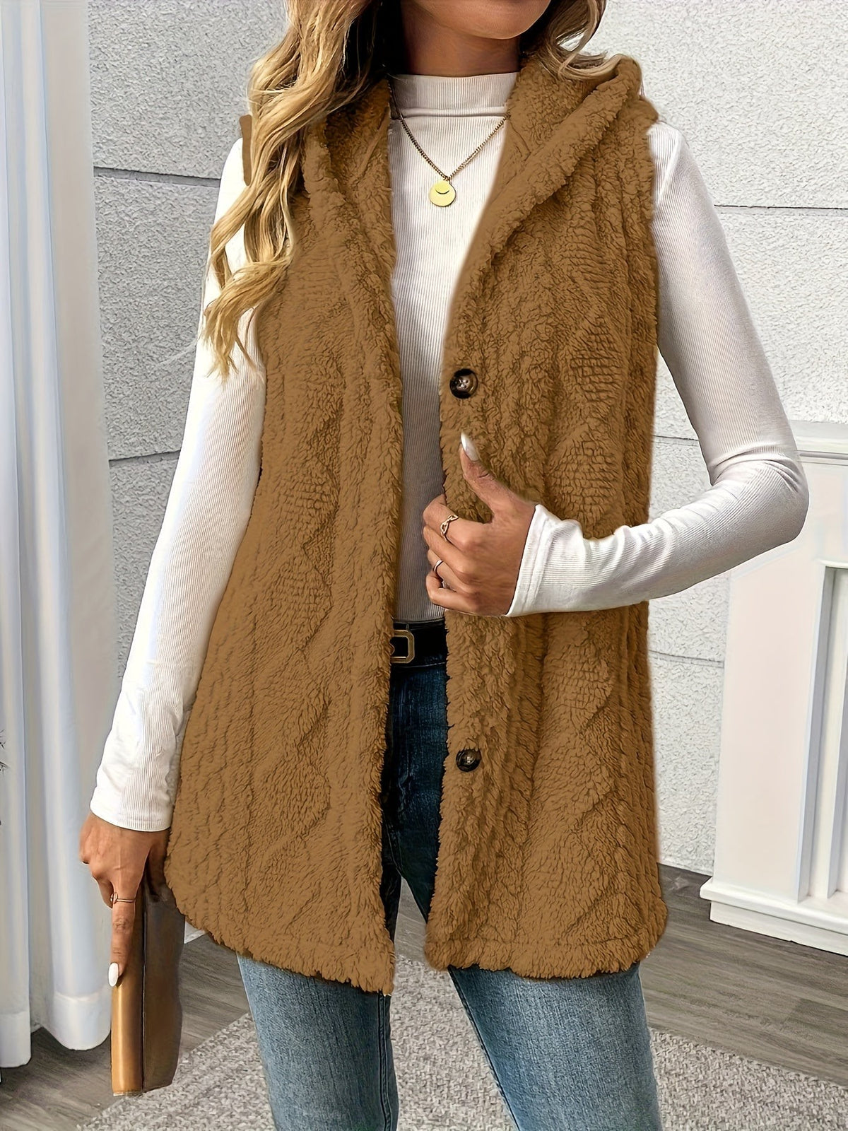 Veste sans manche femme confortable à capuche
