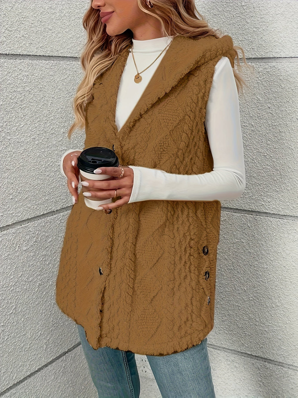 Veste sans manche femme confortable à capuche