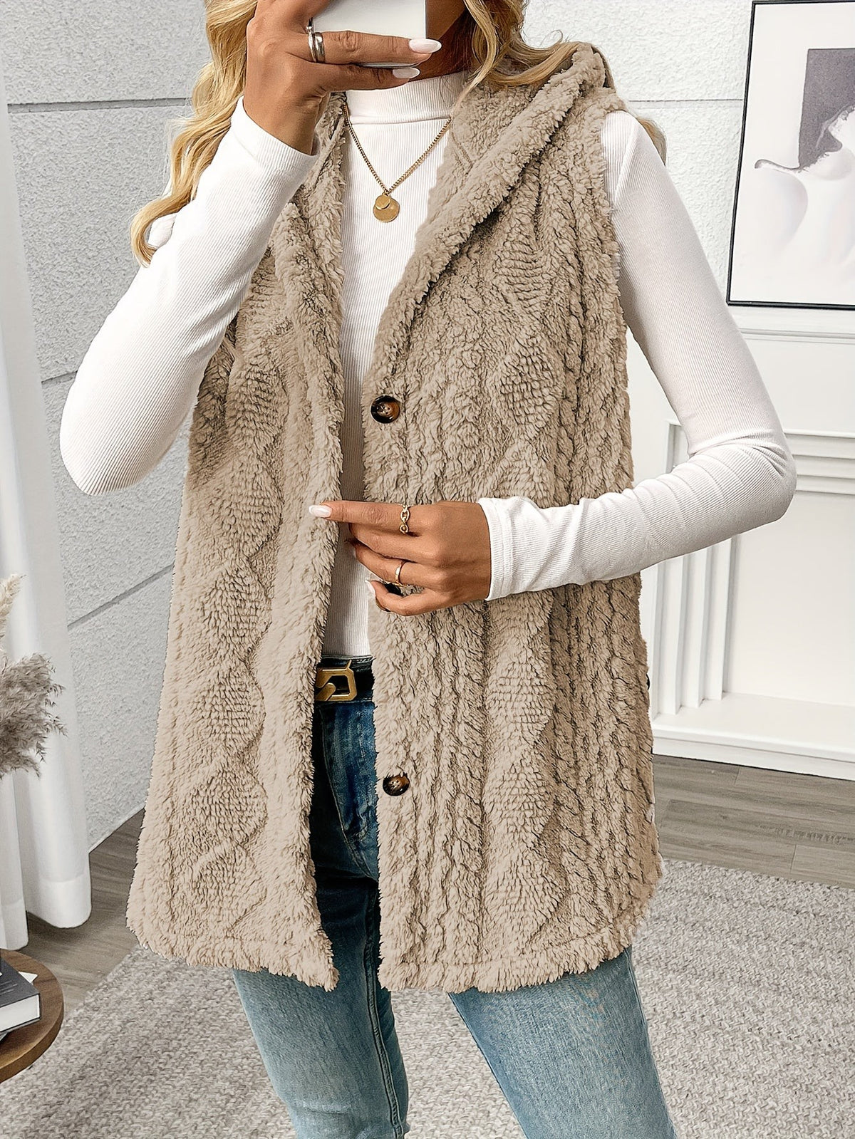 Veste sans manche femme confortable à capuche