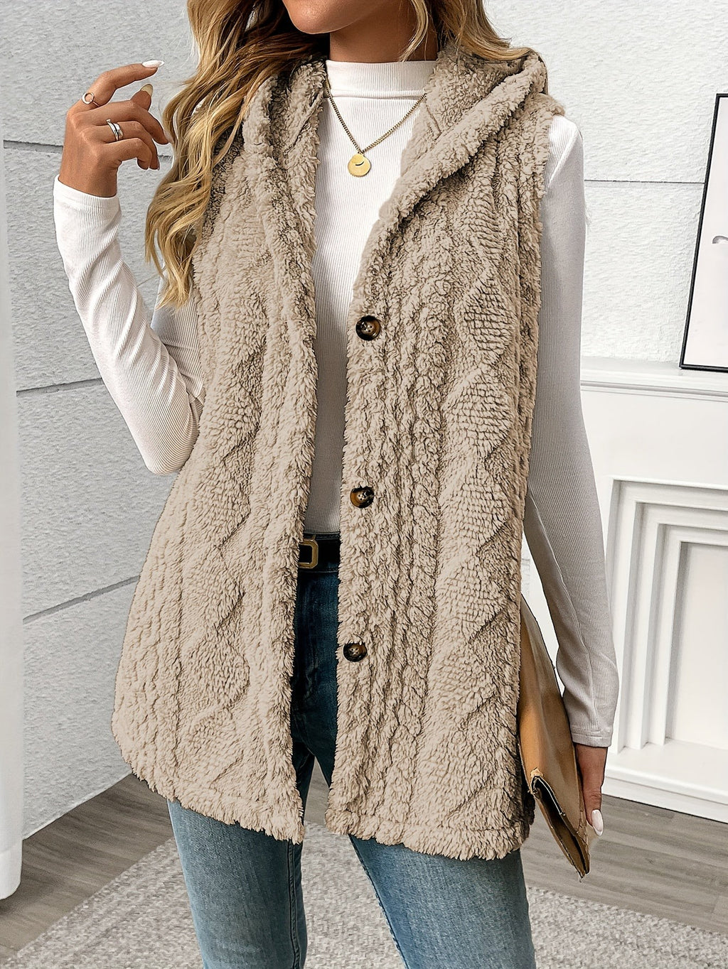 Veste sans manche femme confortable à capuche