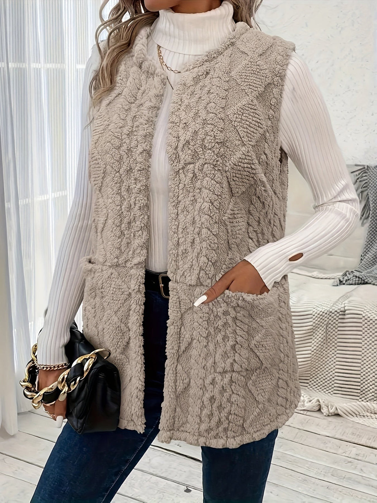 Veste sans manche femme confortable et texturée
