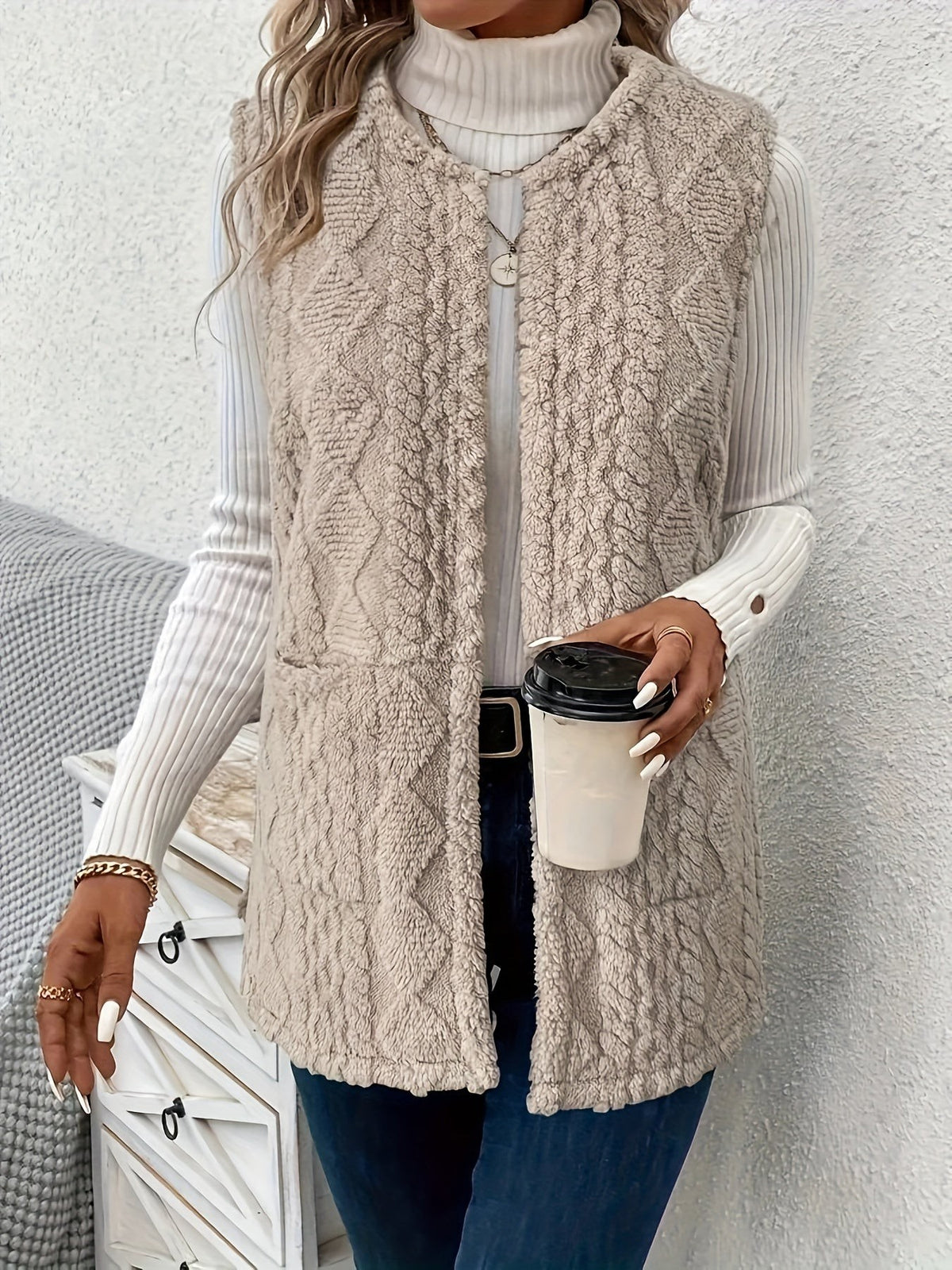 Veste sans manche femme confortable et texturée