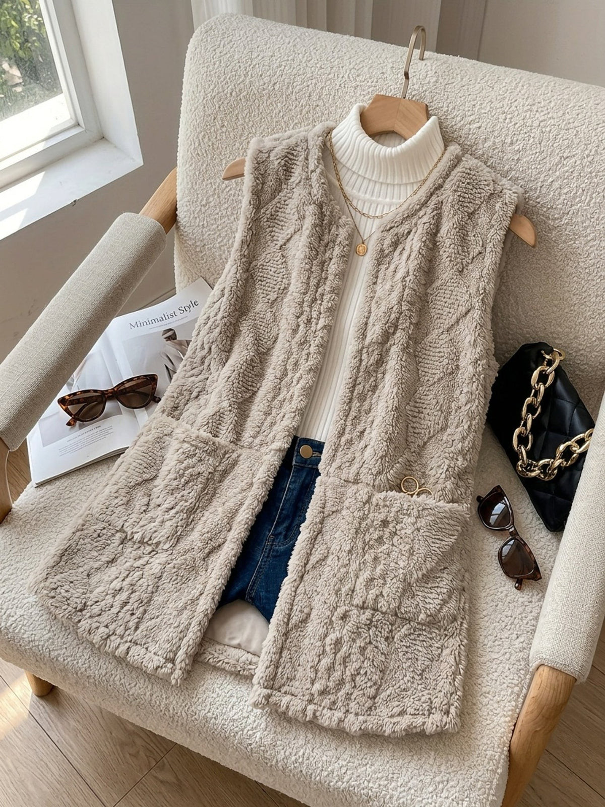 Veste sans manche femme confortable et texturée