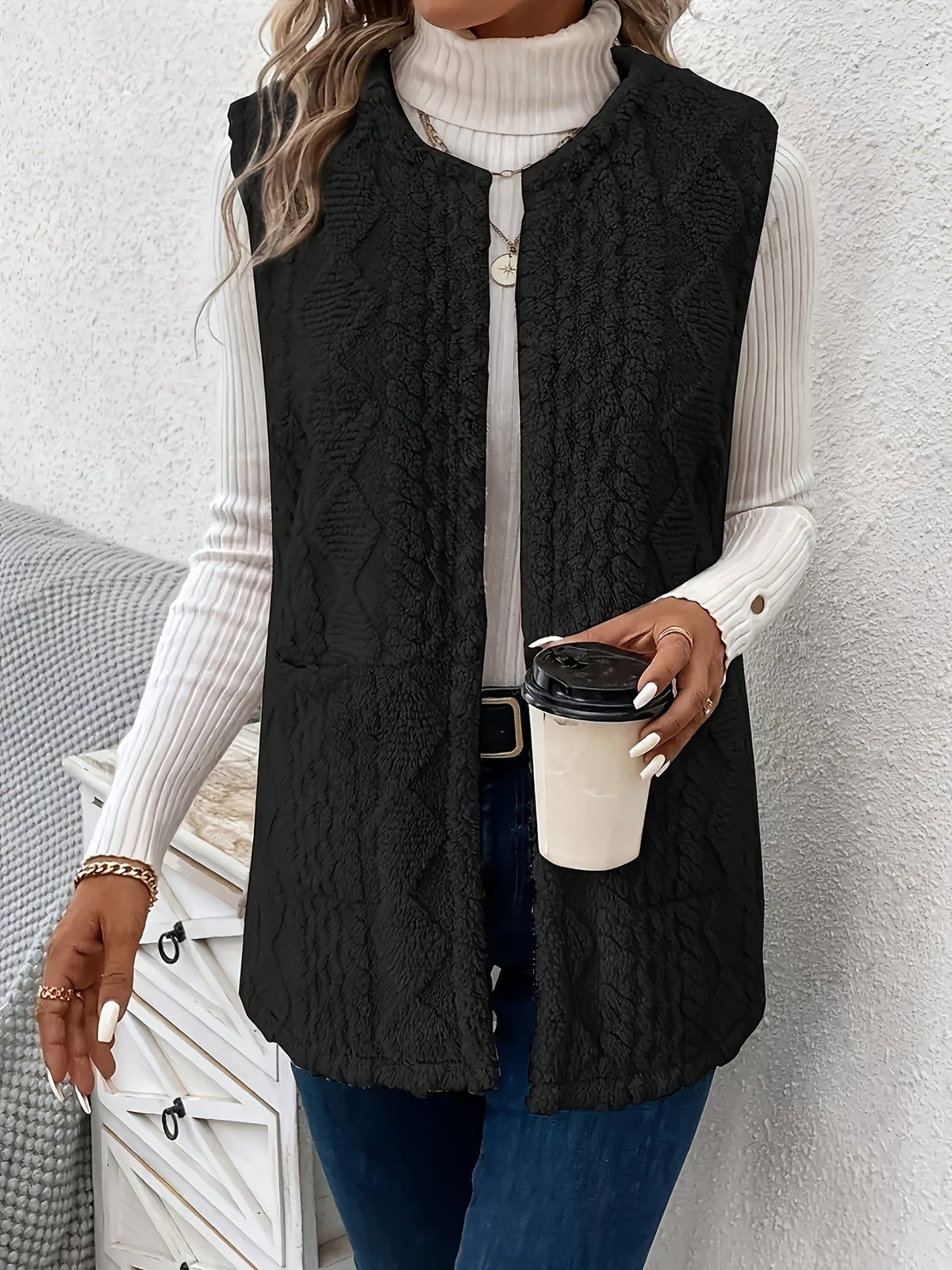 Veste sans manche femme confortable et texturée