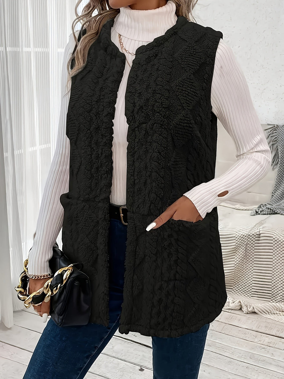 Veste sans manche femme confortable et texturée