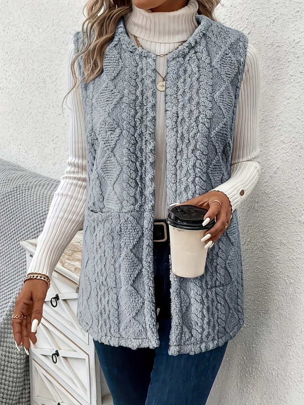 Veste sans manche femme confortable et texturée