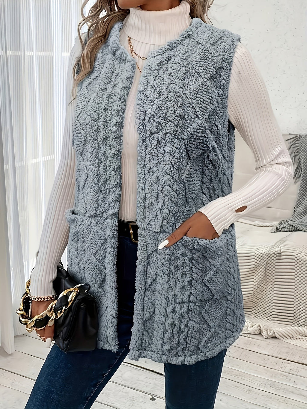 Veste sans manche femme confortable et texturée