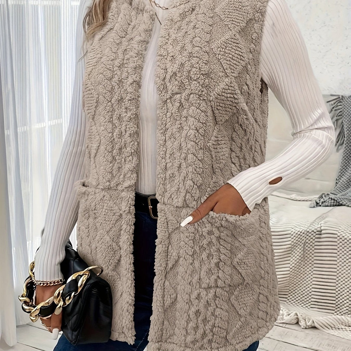 Veste sans manche femme confortable et texturée