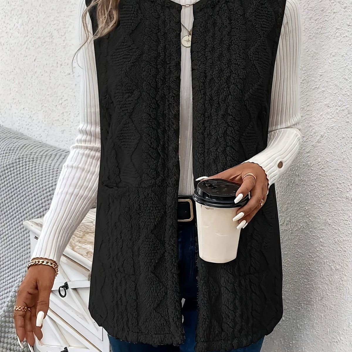 Veste sans manche femme confortable et texturée