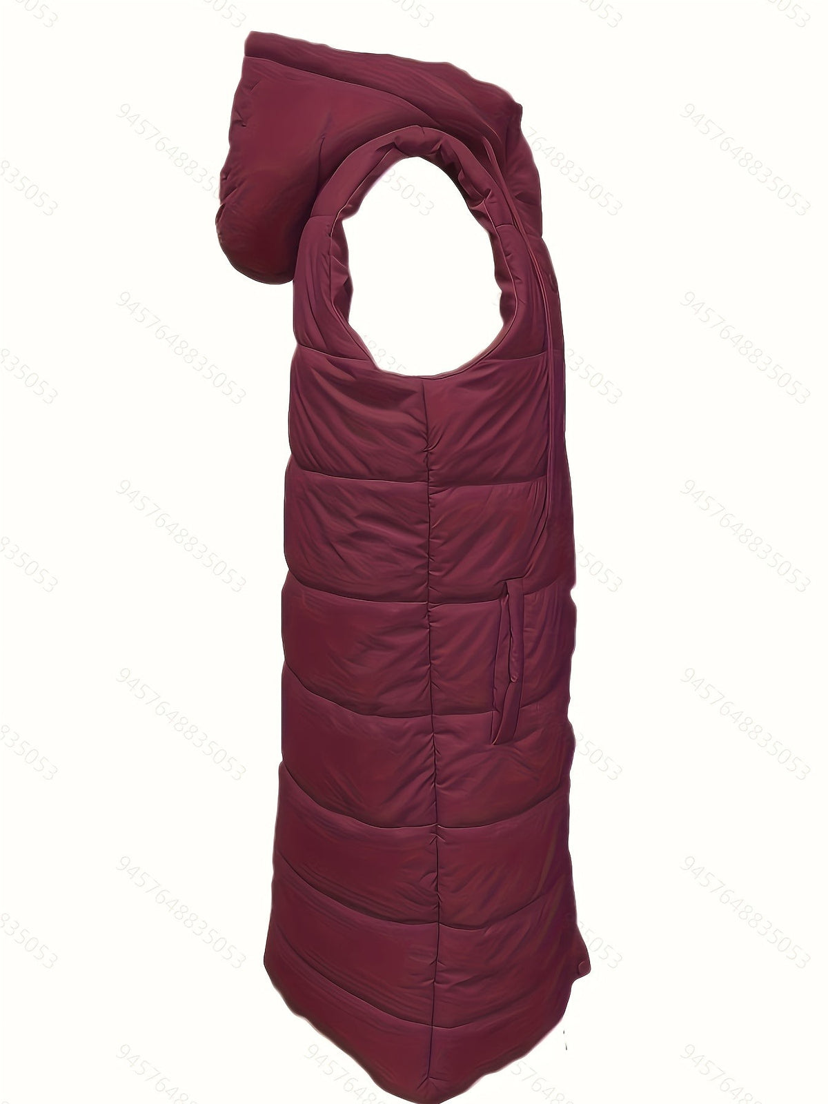 Veste sans manche femme longue à capuche matelassée