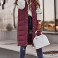 Veste sans manche femme longue à capuche matelassée