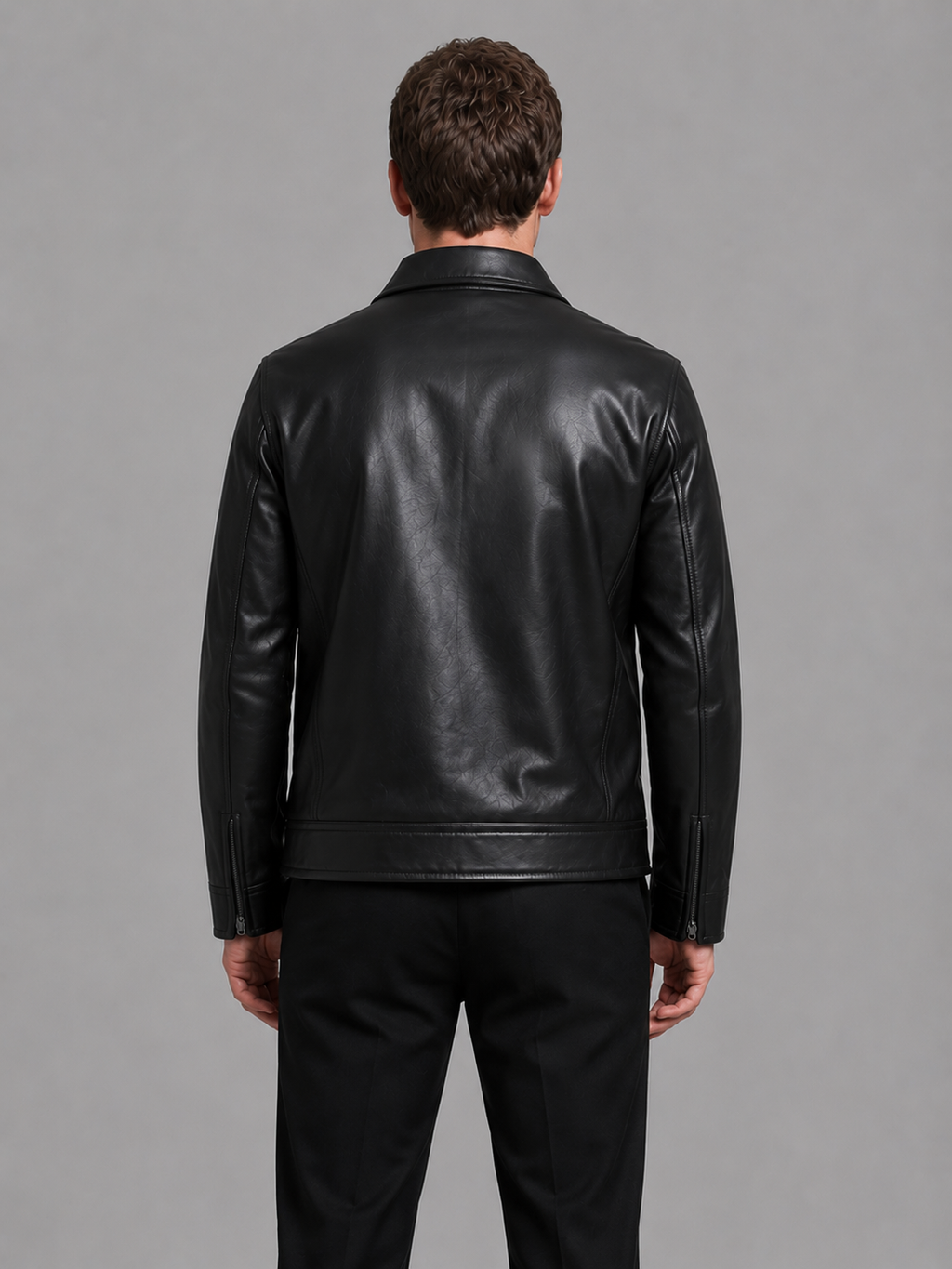 Veste vintage pour homme aspect cuir avec poches zippées