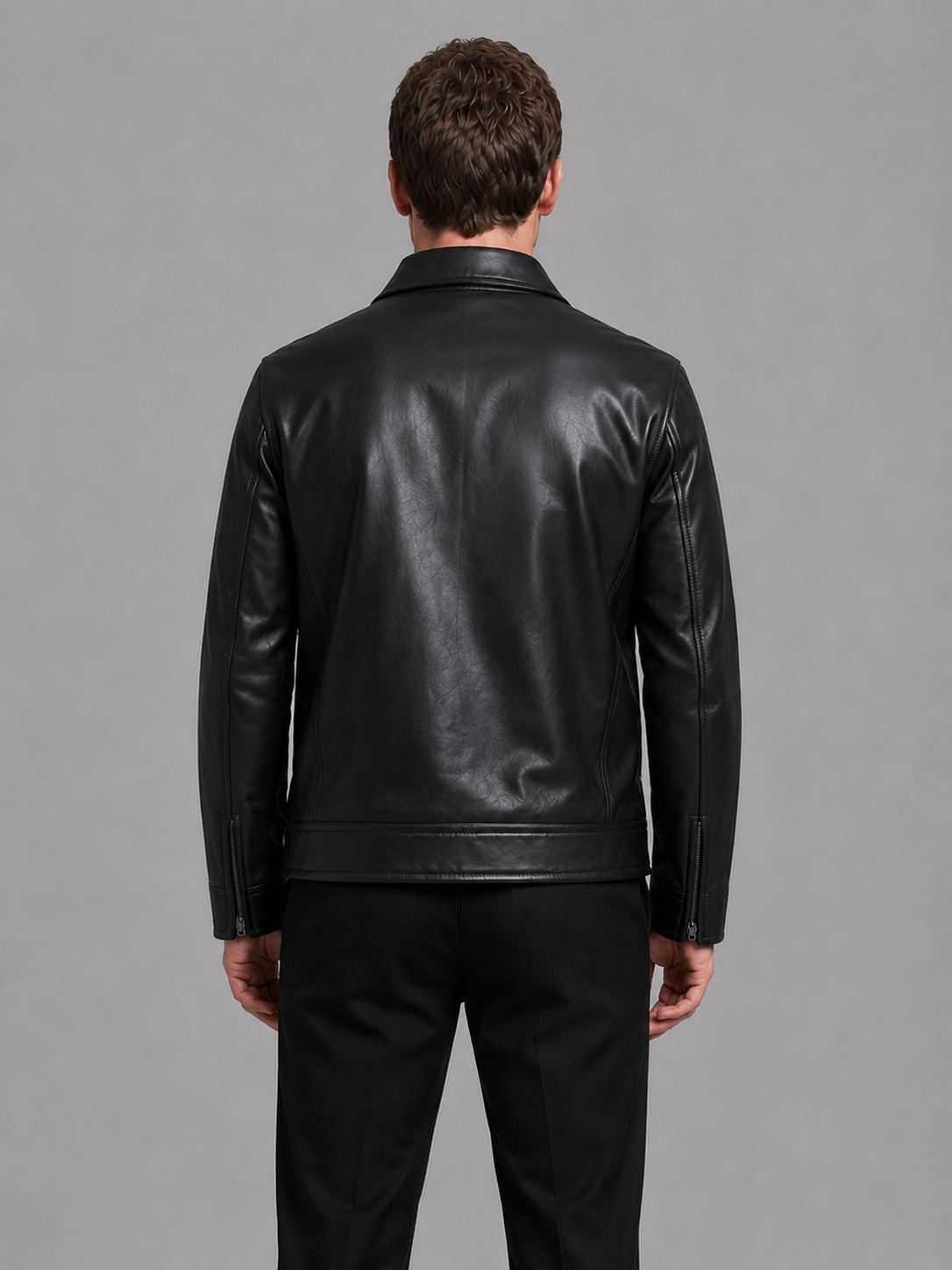 Veste vintage pour homme aspect cuir avec poches zippées